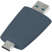 Флешка Pebble Type-C, USB 3.0, серо-синяя, 32 Гб / Миниатюра WWW (1000)